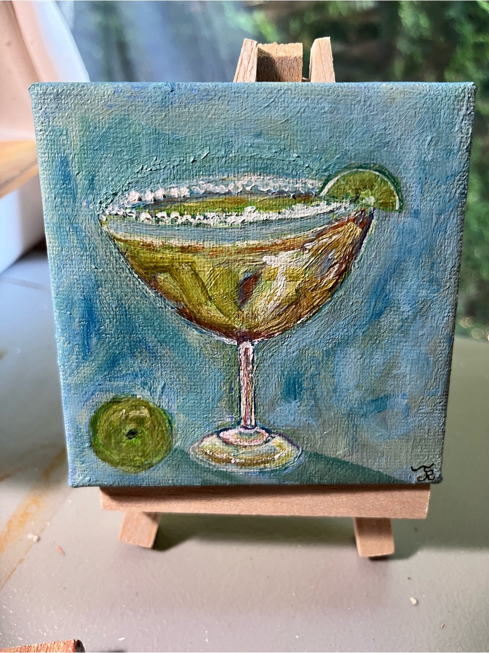 Hand-Painted Lime Margarita Cocktail Canvas Art - Miniature Home Art